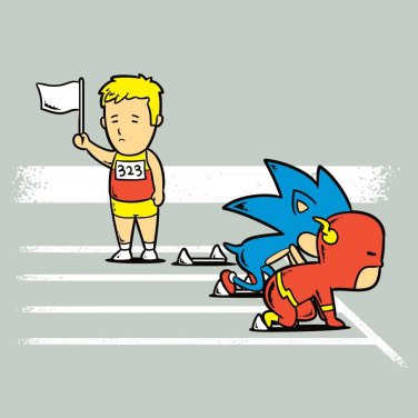 "Surrender" Super Hero Comic & Video Game Parody Track Race - Vinyl Print Poster