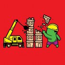 "Part-time JOB Construction" Parody Super Hero Demolish Building - Vinyl Sticker