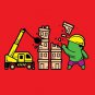 "Part-time JOB Construction" Parody Super Hero Demolish Building - Vinyl Sticker