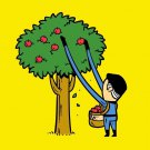 "Part-time JOB Apple Farm" Parody Super Hero Picking Apples - Vinyl Sticker