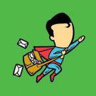 "Part-time JOB Post" Parody Super Hero Flying Delivering Mail - Vinyl Sticker