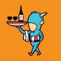 "Part-time JOB Restaurant" Parody Super Hero Waiter Serving Food - Vinyl Sticker