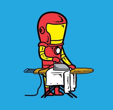"Part-time JOB Laundry Shop" Parody Super Hero Ironing Clothes - Vinyl Sticker