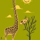 "Painting Smiley" Giraffe Artist Paintbrush w/ Sun Artwork - Vinyl Print Poster