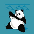 "Outfit" Funny Panda Bear Trying to Put on Clothes - Vinyl Sticker