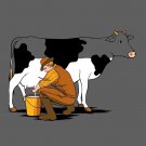 "Milking Out" Funny Man Milking Cow and Draining White Color - Vinyl Sticker