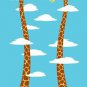 "Cloudy Day" Funny Cute Cartoon Giraffes Head in Clouds - Vinyl Print Poster