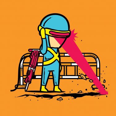 "Part-Time JOB Road Construction" Parody Super Hero Fixing - Vinyl Print Poster