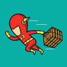 "Part-Time JOB Pizza Shop" Parody Super Hero Delivery Boy - Vinyl Print Poster