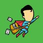 "Part-Time JOB Post" Parody Super Hero Flying Deliver Mail - Vinyl Print Poster