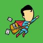 "Part-Time JOB Post" Parody Super Hero Flying Deliver Mail - Vinyl Print Poster