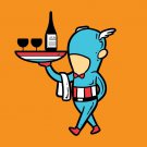 "Part-Time JOB Restaurant" Parody Super Hero Waiter Serving - Vinyl Print Poster