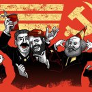 Communist Party Funny Pun Famous Leaders Partying - Vinyl Print Poster