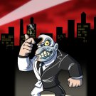 Disfigured Face Villain Video Game & Bat Super Hero Parody - Vinyl Print Poster