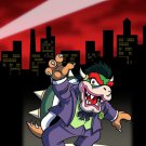 Clown Criminal Villain Video Game & Bat Super Hero Parody - Vinyl Print Poster