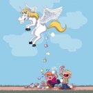 Pegacorn Marshmallows Funny Unicorn Pooping Candy Design - Vinyl Print Poster
