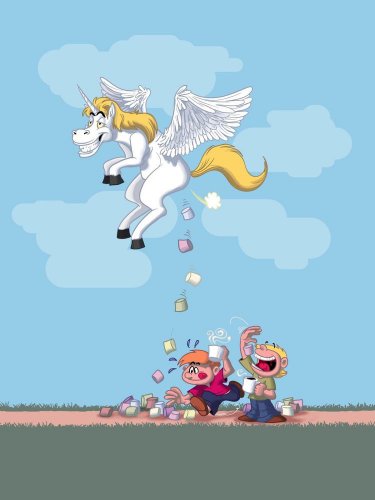 Pegacorn Marshmallows Funny Unicorn Pooping Candy Design - Vinyl Print Poster