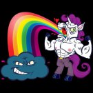 "Unicorn Rainbow Puke" w/ Smiling Cloud on Black Background - Vinyl Print Poster