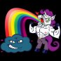 "Unicorn Rainbow Puke" w/ Smiling Cloud on Black Background - Vinyl Print Poster