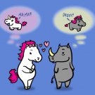 UniRhino Funny Horse & Rhino Unicorn Fantasy Humor Cartoon - Vinyl Print Poster