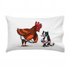 In Your Shorts Funny Rooster & Kitty Cat Adult Humor Joke - Single Pillow Case