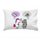 UniRhino Funny Horse & Rhino Unicorn Mystical Humor Cartoon - Single Pillow Case