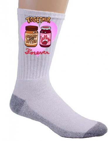 PBJ Forever Funny Peanut Butter & Jelly Romantic Love Humor - Crew Socks Pair