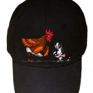 In Your Shorts Funny Rooster & Kitty Cat Adult Humor - Black Adjustable Cap Hat