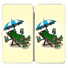 Chillin Froggy Funny Frog Sitting w/ Phone - Womens Taiga Hinge Wallet Clutch