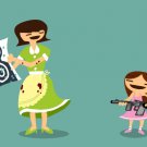Good Job Baby Funny Mom & Daughter Shooting Gun - Rectangle Refrigerator Magnet
