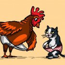 In Your Shorts Funny Rooster & Cat Adult Humor - Rectangle Refrigerator Magnet
