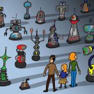 My Robot Family Funny British TV Show Parody - Rectangle Refrigerator Magnet
