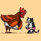 In Your Shorts Funny Rooster & Kitty Cat Adult Humor Joke - Vinyl Sticker