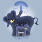 Elephant Showers Cute Mom & Baby Trunk Spraying Water Rain - Vinyl Sticker