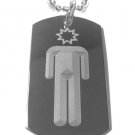 Military Dog Tag Metal Chain Necklace - Bahai Baha'i Nine Pointed Star Person