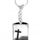 Christian Cross w/ Bible Verse Philippians 4:6-7 - Metal Ring Key Chain Keychain