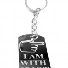 "I Am with Idiot" Hand Direction Humor Novelty - Metal Ring Key Chain Keychain