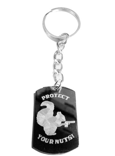Protect Your Nuts Squirrel Funny Novelty Logo - Metal Ring Key Chain Keychain