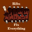 Ribs Fix Everything Food Humor Cartoon - Vinyl Print Poster