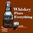 Whiskey Fixes Everything Drinking Humor Cartoon - Vinyl Print Poster