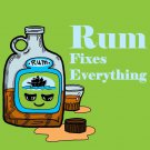 Rum Fixes Everything Drinking Humor Cartoon - Vinyl Print Poster
