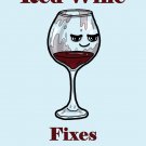 Red Wine Fixes Everything Food Humor Cartoon - Vinyl Print Poster