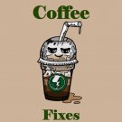 Iced Coffee Fixes Everything Food Humor Cartoon - Vinyl Print Poster