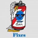Beer Fixes Everything Food Humor Cartoon - Vinyl Print Poster