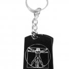 Da Vinci Vitruvius Man Renaissance Engraved - Metal Ring Key Chain Keychain