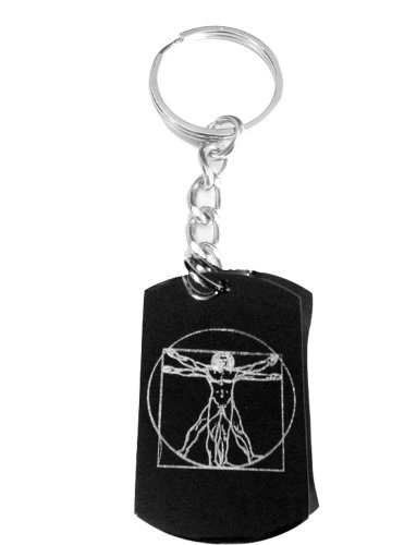 Da Vinci Vitruvius Man Renaissance Engraved - Metal Ring Key Chain Keychain