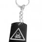 Toxic Biohazard Skull and Cross Bones Warning - Metal Ring Key Chain Keychain