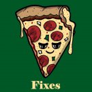 Pizza Fixes Everything Food Humor Cartoon - Vinyl Print Poster