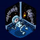 Space Pills Funny Astronaut Aliens Popping Pills - Vinyl Print Poster