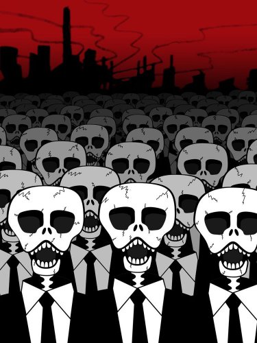Dead Suits Skeleton March Mass of Skulls on the Move - Vinyl Print Poster